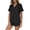 Black, variant on QSAWXQZ Women's 2pc Pajama Set Short Sleeve Collar Button Down Shirt Ruffle Shorts Sleepwear S