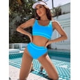 thumbnail image 5 of SOMER Women's Bikini Sets Two Piece Swimsuits High Waisted Color Block Sporty Bathing Suits Blue, 5 of 11
