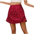 thumbnail image 2 of PYGNJK Women's Plus Size Printed Skirts High Waist Underneath Boho Tiered Flowy Tennis Skirts Casual Mini Skirt, 2 of 6