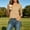 Beige, variant on Puntoco Women's 3/4 Sleeve Oversized T-Shirts V Neck Comfy Casual Tunic Tops Knit Side Basic Split Loose Fit Tees White XL