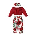 thumbnail image 5 of Zwiiyzr Newborn Baby Girl Clothes 3-24M Knitted 3PCS Tunic Top + Pants + Headband Set Long Sleeve Infant Outfits Girls Clothing Set Red, 5 of 9