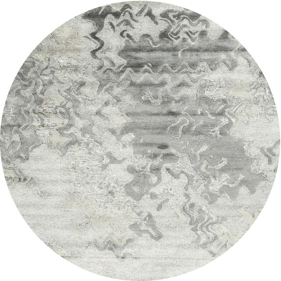 Ahgly Company Machine Washable Indoor Round Contemporary Dark Goldray Area Rugs, 3' Round