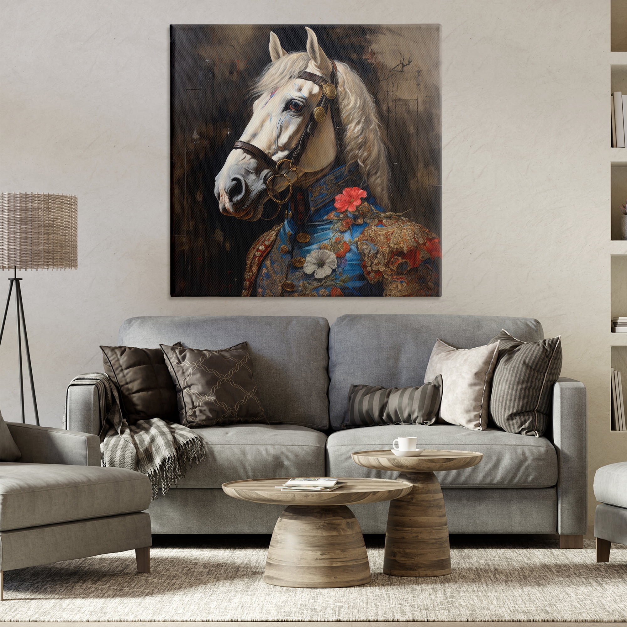 Stupell Industries Horse with Regal Clothing Animals & Insects Painting Gallery Wrapped Canvas Art Print Wall Art, 36 x 36
