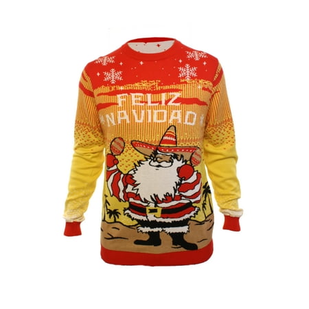 Punk Rock Ugly Christmas Sweaters Ugly Christmas Party Sweater Men's Feliz Navidad Pancho Claus Sweatshirt ()
