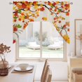thumbnail image 4 of Swag Valances for Windows, Orange Pumpkins Fall Kitchen Valance Rod Pocket Window Treatment, Maple Leaf Thanksgiving Botanical Rustic Bathroom Swag Curtain Panel for Living Room, 56 x 36 inch, 4 of 9