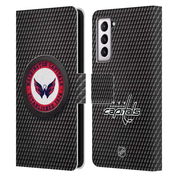 Head Case Designs Officially Licensed NHL Washington Capitals Puck Texture Leather Book Wallet Case Cover Compatible with Samsung Galaxy S21 5G