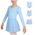 thumbnail image 1 of Conjuntos de blusas y camisas de cuello redondo y manga larga Ropa de baile para niñas Vestido de práctica de red con lentejuelas de manga larga con espalda en forma de corazón Conjunto de dos piezas, 1 of 8