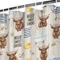 thumbnail image 3 of Beige Highland Cow Bathtub Flower Pattern Shower Curtain 72"x72" ,Bathroom Decorative Shower Curtains Set with 12 Hooks,Modern Waterproof Washable Shower Curtain, 3 of 6