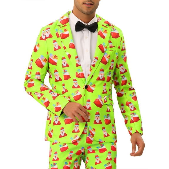 INSPIRE CHIC Christmas Printed Sports Coats for Men's Graphic Party Costume Blazers