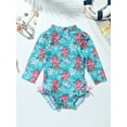 thumbnail image 3 of Rswnyirn Toddler Baby Girls One Piece Swimsuit Floral Print Ruffle Bathing Suit Swimwear Blue 18-24 Months, 3 of 7