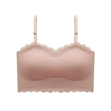 

Cathalem Strapless Camisole for Women Womens Seamless Unwired Strapless Convertible Bra Tube Top Bra Padded Vest Beige 加大码 XL/XXL