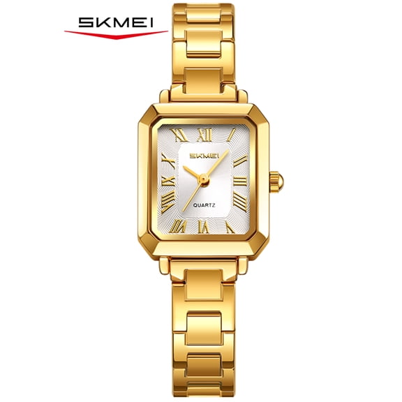 SKMEI Watches for Women Rectangular Ladies Quartz Watch Elegant Dainty Stainless Steel Womens Small Gold Watch