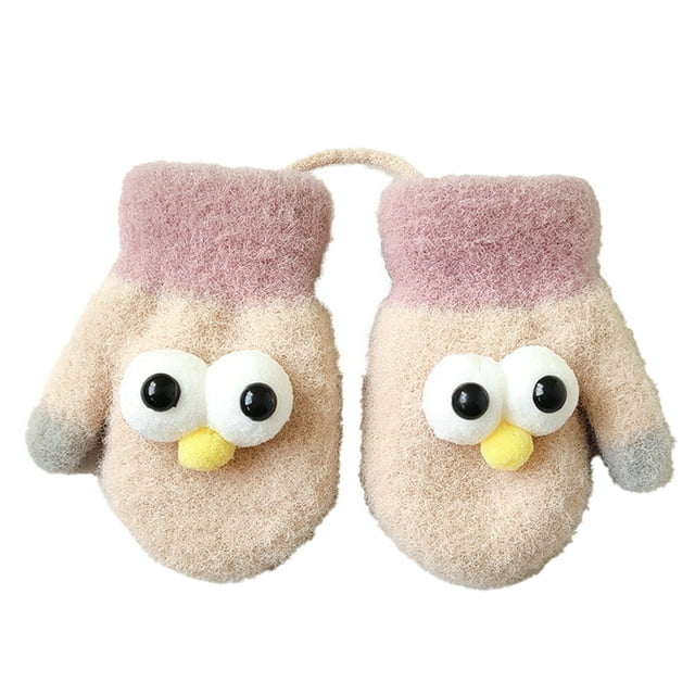 Mitaines pour Tout-Petits avec Cordon, Gants d'Hiver Chauds Extensibles à Doigts Complets