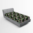 thumbnail image 2 of Ambesonne Leaves Greenery Fitted Sheet, Dreamy Tropical Art, Twin XL Size, Jade Green Charcoal Grey, 2 of 5