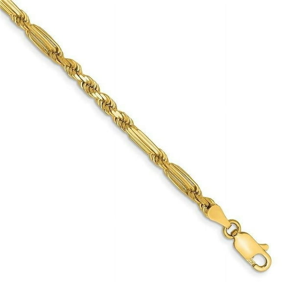 Primal Gold 14 Karat Yellow Gold 3.0mm Diamond-cut Milano Rope Chain Bracelet