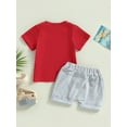 thumbnail image 4 of Bagilaanoe 4th of July Clothes for Toddler Baby Boys Letters Print Short Sleeve T-Shirts Tops + Shorts 6M 12M 18M 24M 3T Kids Independence Day Outfits 2pcs Short Pants Set, 4 of 8