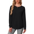 thumbnail image 3 of Asklazy Women Pullovers Sweater Soft Fisherman Cable Long Sleeve Crewneck Sweater,Black,L, 3 of 9
