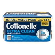 Cottonelle Ultra Clean Toilet Paper, Strong Toilet Tissue, 36 Mega Rolls