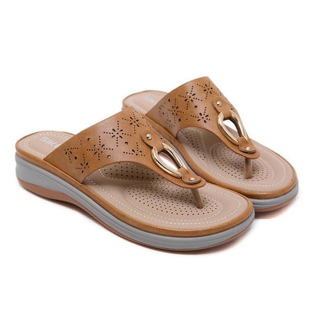 

KBODIU Sandals Women Athletic Comfortable Outdoor Sandals with Arch Support Walking Sandals Fashion Casual Sandals Outdoor Flip Flops Beach Wedges Slippers for Spot/Beach/Travel/Home Brown 41