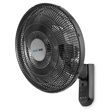 

FanFair Wall Mount Fan 16 Inch Powerful with Control Timer Quiet Cooling Durable Plastic Grill Oscillation Adjust Tilt Space Saving for Warehouse Workshop Bedroom Home Basement Office Black