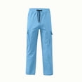 thumbnail image 7 of Guluxicc Boys Cargo Pants with Mutil Pockets Drawstring Elastic Waist Loose Casual Outdoor Hiking Trousers for Kids 5-15Years, 7 of 7