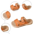 thumbnail image 3 of Rokment Women's Platform Flat Sandals Beach Summer Trendy Casual Comfortable Leather Buckles Open Toe Straw Sole Walking Dress Slip on Slides for Woman Vacation A Size 6, 3 of 5