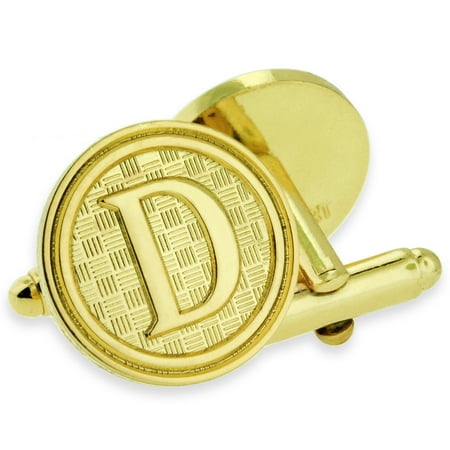 PinMart's Letter Alphabet Initials Cufflink Set - Gold