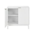 thumbnail image 5 of Mid-Century Modern Fluted 2 Door Storage Cabinet Accent Chest White Wood with Brass Handles for Living Room Dining Entryway, 5 of 6