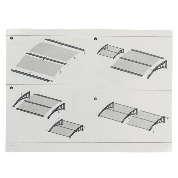 Alvantor Polycarbonate Door Awning with Black ABS Brackets, 78.74 x 39.37 inches, Brown Canopy