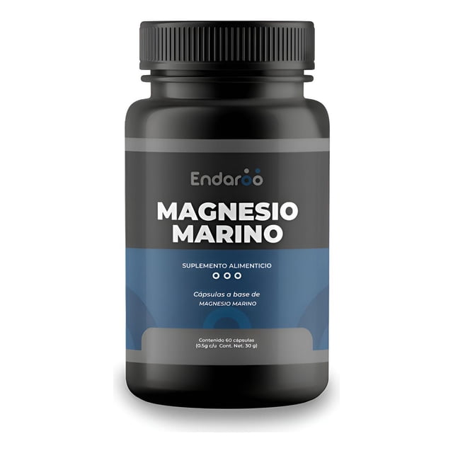 ENDAROO Magnesio Marino 60 Cápsulas | Suplemento Alimenticio | 100% Natural Sin Aditivos | 60 Capsulas | Pure Marine magnesium | 500mg por Capsula | Marine Magnesium multicolor