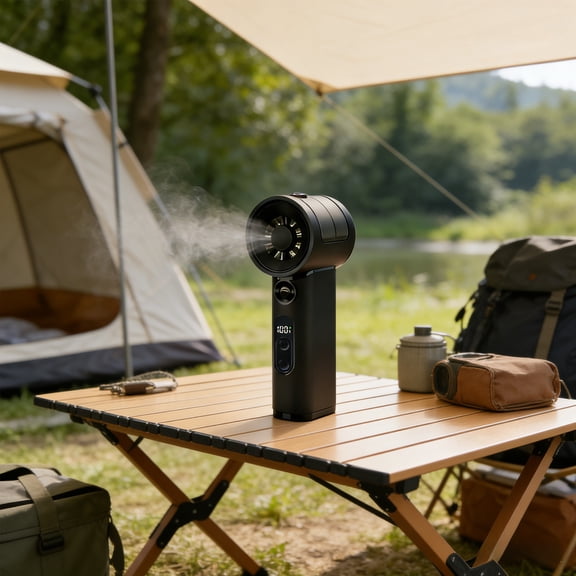 Handheld High Speed Misting Fan 4000mAh Rechargeable 5 Wind Speeds Portable Spray Cooling Fan Type-C Quiet Personal Fan for Office Travel Camping Beach Indoor Outdoor Use