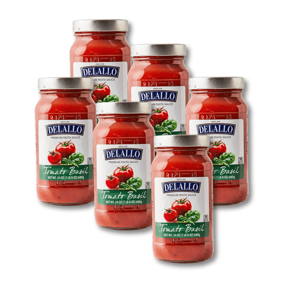 DeLallo Tomato Basil Pasta Sauce, Non-GMO, Gluten Free, 24 oz Jar, (6 Pack)