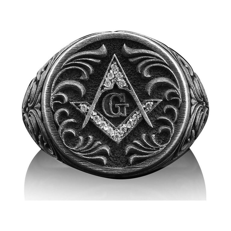 Mason Men shops Rings, Oxidized Sterling Silver Signet Mason Ring, Masonic Jewelry, Men's Religious Gift, Black Friday, Christmas Gifts for Him