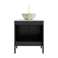 thumbnail image 4 of 24" Durable Compact Freestanding Cabinet, Bathroom Storage Unit with Soft Close Door, Modern Small Bathroom Vanity with Ceramic Sink for Bathroom, Black,Carrara White,Stone White, 4 of 7