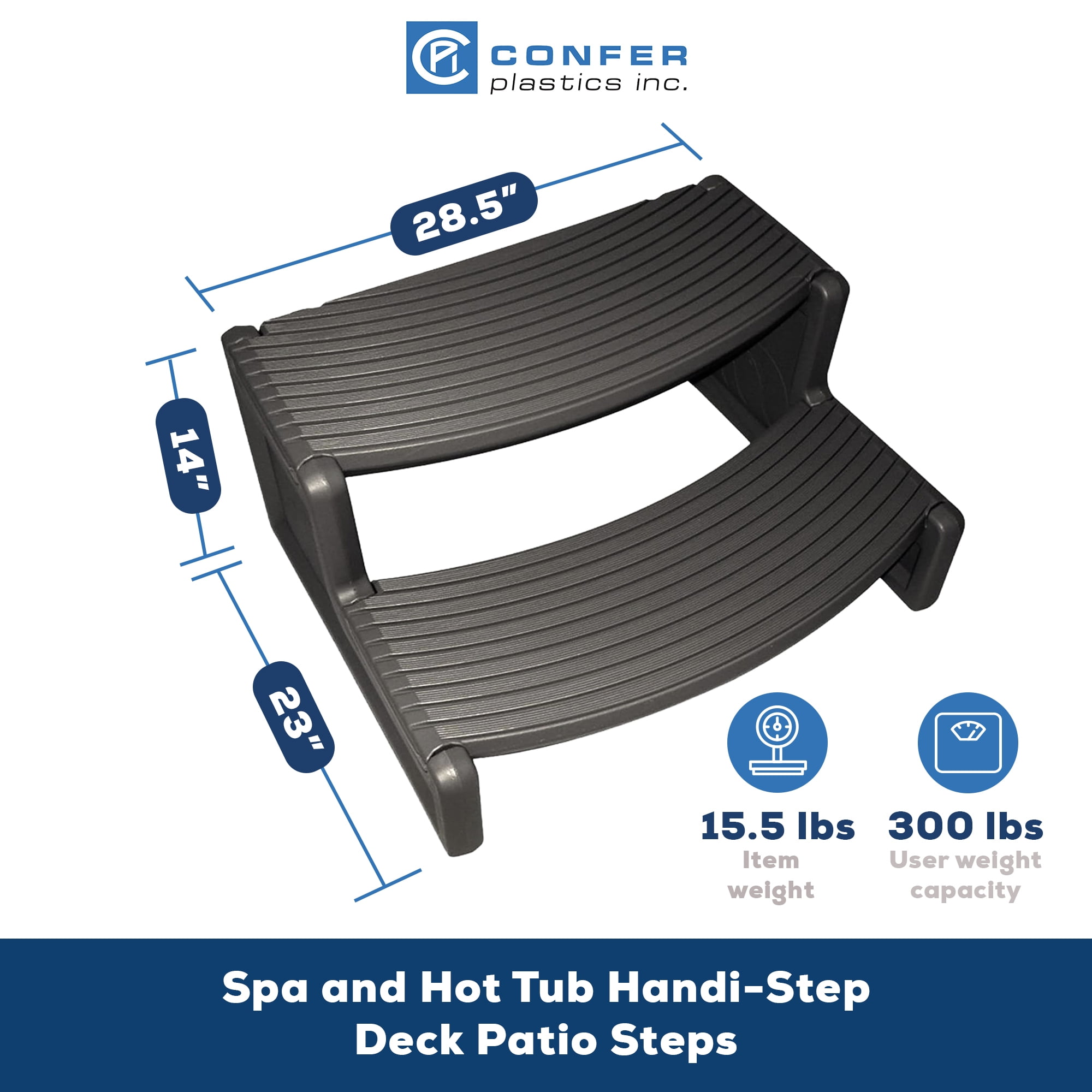 Confer Plastics Handi-Step Hot Tub Stairs for Straight/Curved Spas,Charcoal