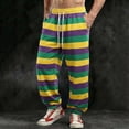thumbnail image 5 of Elastic Waist Pants for Men Color Block Mardi Gras Printed Exercise Pants Comfy Relaxed Fit Joggers Sweatpants 04-Purple XXL, 5 of 5