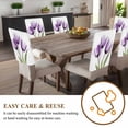 thumbnail image 4 of Purple Tulip Image Flower Abstract Transparent Floral Chair Covers Set of 8 Chair Back Covers Stretch Removable Washable Chairs Slipcovers Chair Protector for Dining Room Kitchen Party Decor, 4 of 5