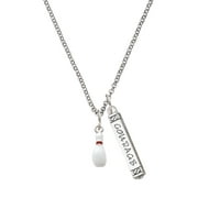 Delight Jewelry Silvertone Bowling Pin Silvertone Courage Strength Wisdom Honesty Bar Charm Necklace, 23"