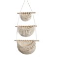 thumbnail image 1 of PENGXIANG Fruit Hanging Basket Hollow Design Breathable Handmade Ventilated Three-layer Decorative Cotton Rope Woven Vegetable Fruit Storage Net Bag Home Supplies, 1 of 12