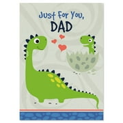 Current Just for Dad Dinosaur Father’s Day Greeting Card with White Envelope, Happy Greetings for Any Father, Grandfather, Son, Husband, Brother, Uncle, or Step Dad, Large 5"x7" Single Card