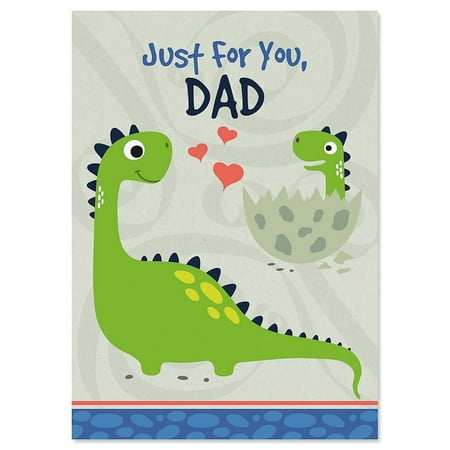 Current Just for Dad Dinosaur Father’s Day Greeting Card with White Envelope, Happy Greetings for Any Father, Grandfather, Son, Husband, Brother, Uncle, or Step Dad, Large 5"x7" Single Card