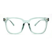 SA106 Nerdy Large Horn Rim Rectangular Blue Light Filtering Computer Eyeglasses Green