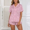 thumbnail image 2 of SWSMCLT Women's Breathable Pajama Set Boyshorts Comfy Classic Matching Sets Loungewear Set Button Chic Elastic Band Pink Medium, 2 of 4