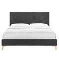 thumbnail image 4 of Platform Bed Frame, Tufted, Dark Grey Gray, Velvet, Mid Century Bedroom, Modern Contemporary Boutique HB35552, 4 of 8