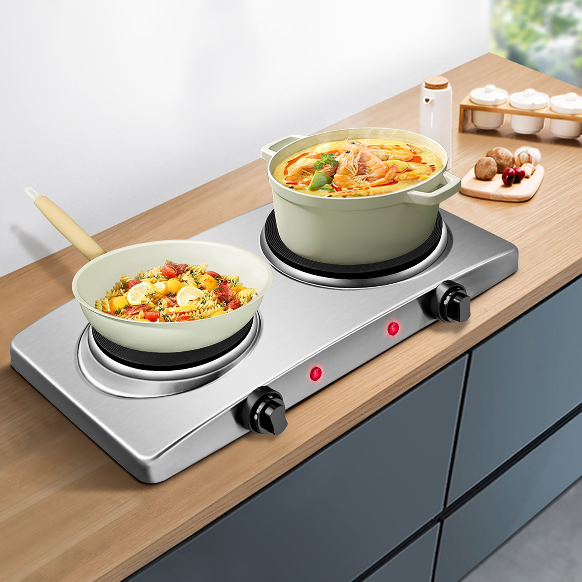 Costway 1800w Double Hot Plate Electric Countertop Burner Stainless Steel 5  Power Levels : Target