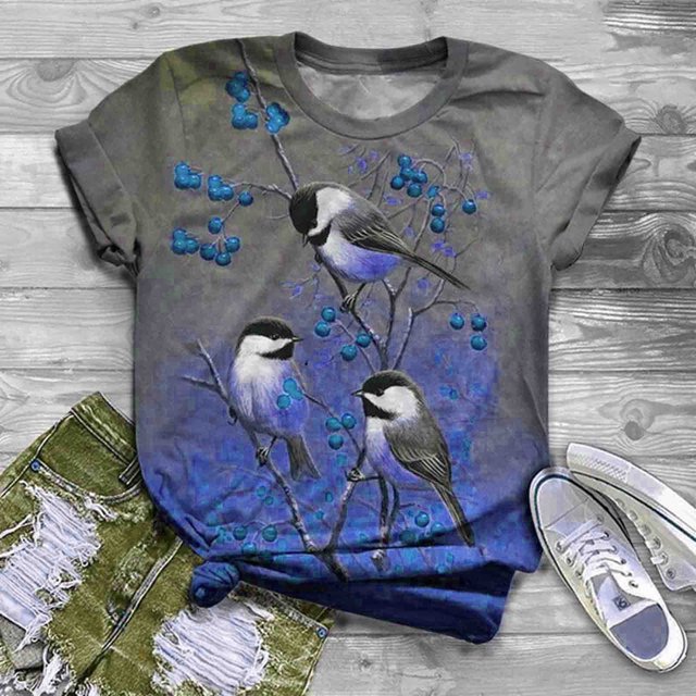 Pntutb Tallas grandes Mujer Manga corta Animal Impreso O-cuello tops Camiseta Blusa Pntutb Pntutb-2236