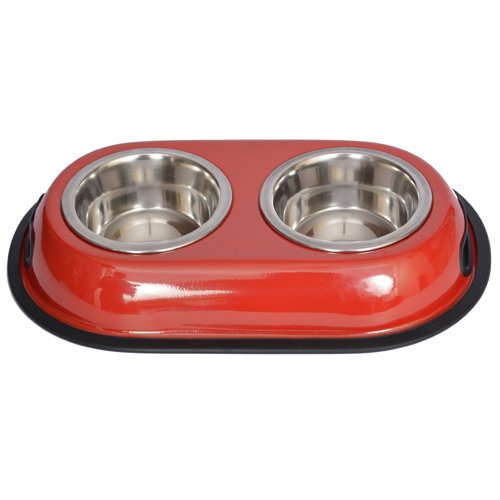 Iconic Pet - Double Diner en Acier Inoxydable Couleur Splash (Rouge) pour Chien/chat - 1/2 Pt - 8 oz - 1 Tasse