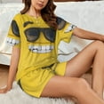 thumbnail image 4 of Honeii Smiling With Sunglasses for Women's Summer Pajama Set ,Soft Short Sleeve Shirt & Matching Bottoms,Loungewear,2PCS Sleepwear Relaxed Home Wear-XX-Large, 4 of 6