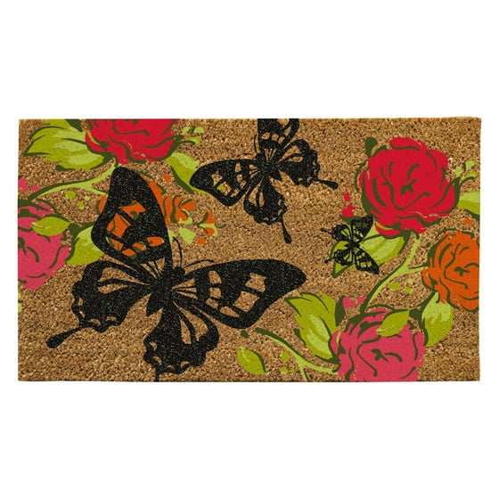 Evergreen Flag Butterflies Coir Door Mat