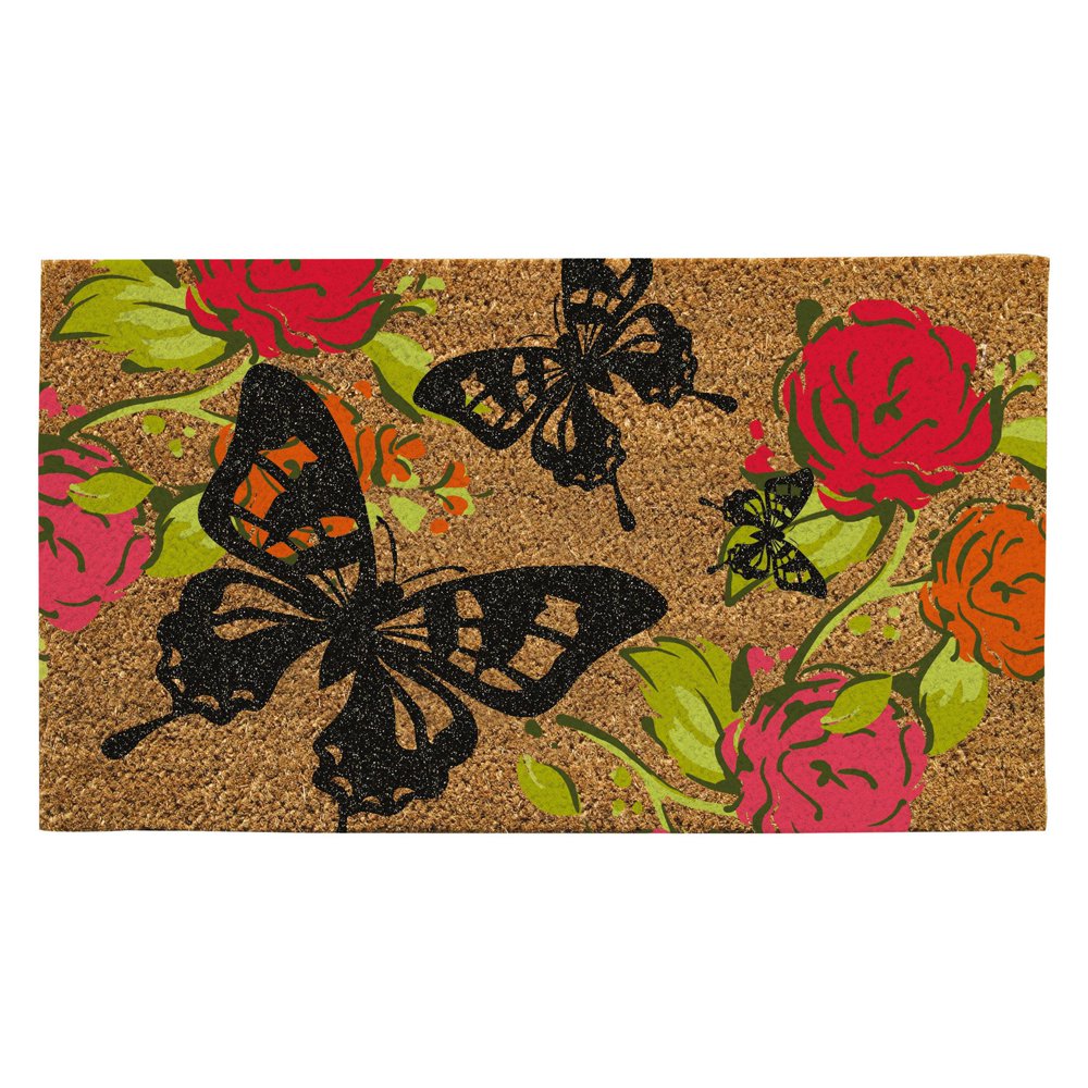 Evergreen Flag Butterflies Coir Door Mat